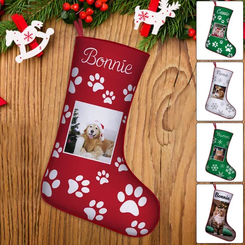 Vista 22 de Medias de Navidad de raza de perro personalizadas con texto de nombre, regalos de decoración de calcetines de Navidad personalizados para perros
