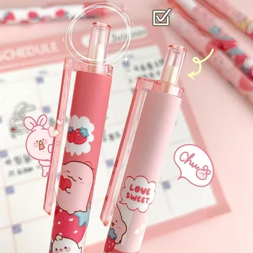 Vista 7 de 6 bolígrafos de color rosa Kawaii de 0.020 in para regalo de estudiantes, papelería, suministros de oficina