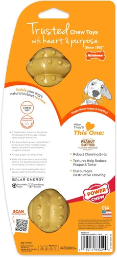 Vista 11 de Juguete mordedor para perros Nylabone, sabor mantequilla de maní., Barbell, L