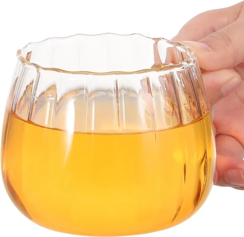 Vista 5 de NUOBESTY 2 tazas de cristal de la calabaza de la taza transparente de la forma de la calabaza tazas taza de café claro beber taza con la manija taza