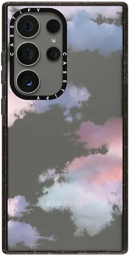 Vista 167 de CASETiFY Funda de impacto para Galaxy S22+ - Adhesivo Aries Moross, color negro transparente