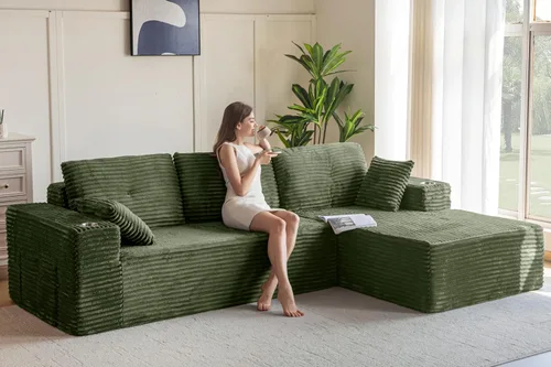Vista 23 de MAXYOYO Sofá modular de 104 pulgadas con diván en forma de L, moderno sofá deshuesado para sala de estar, sofá en una caja, sofá de gran