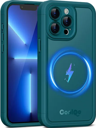 Vista 37 de COOLQO Funda magnética para iPhone 12, doble capa mate resistente a los arañazos, color negro