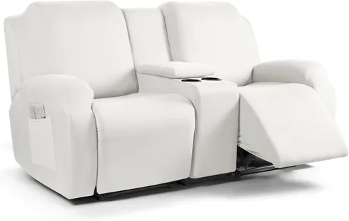 Vista 41 de TAOCOCO Sofá reclinable con funda de consola central, 4 piezas de tela de poliéster elástica, protector de muebles suave y lavable