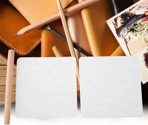 Vista 5 de Juego de herramientas de estampado de cuero, kit de sellos numéricos para manualidades, relieve, carpintería