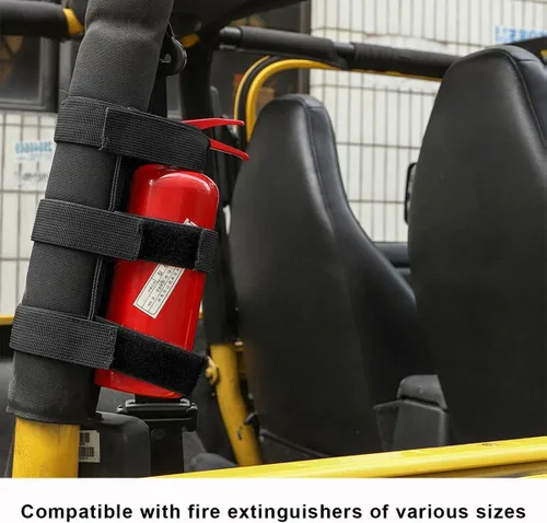 Vista 6 de Soporte para extintor de barra enrollable Ohleats, correa ajustable para extintor de incendios con patrón de bandera americana, accesorios