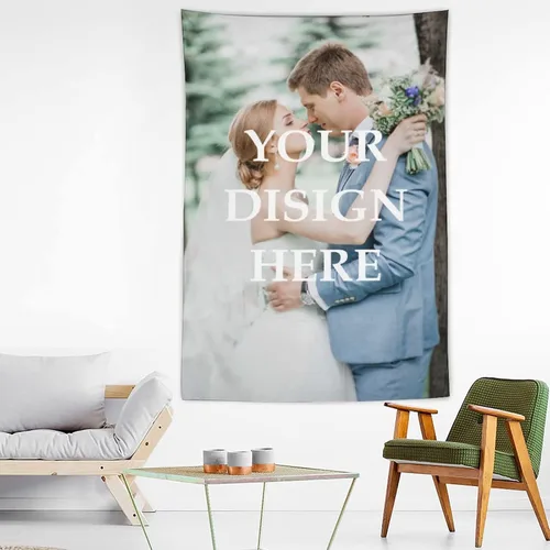 Vista 8 de OHORTEB Tapiz vertical personalizado con foto y nombre, colgante de pared personalizado para bodas, cumpleaños, día del padre, día de la madre