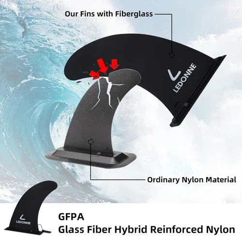 Vista 5 de LEDONNE Aleta de centro de surf y SUP de 9 pulgadas, 2 piezas (USD 4.99/1 piezas) con 1 pin adicional Instalación sin herramienta-Aleta de 9