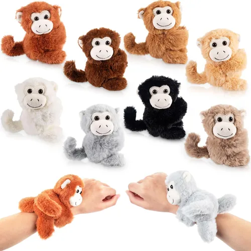 Vista 7 de Liliful Paquete de 8 pulseras de peluche para niños, regalos de animales de peluche, premios de clase de graduación de 8 pulgadas, muñequera, linda