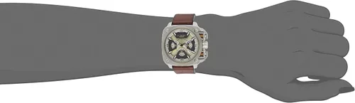 Vista 4 de Diesel Reloj de acero inoxidable DZ7343 para hombre con correa de cuero, Reloj de cuarzo