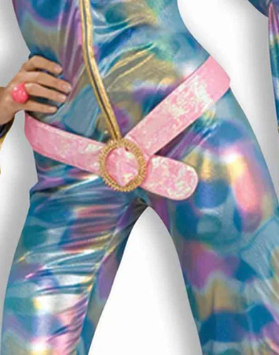 Vista 4 de Forum Novelties Disfraz de mamá disco de los años 70 para mujer, azul, talla ML, Multicolor