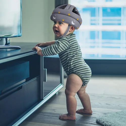 Vista 5 de Simplicity - Casco de seguridad acolchado a prueba de golpes, para bebé o niño pequeño Estrella gris/luna