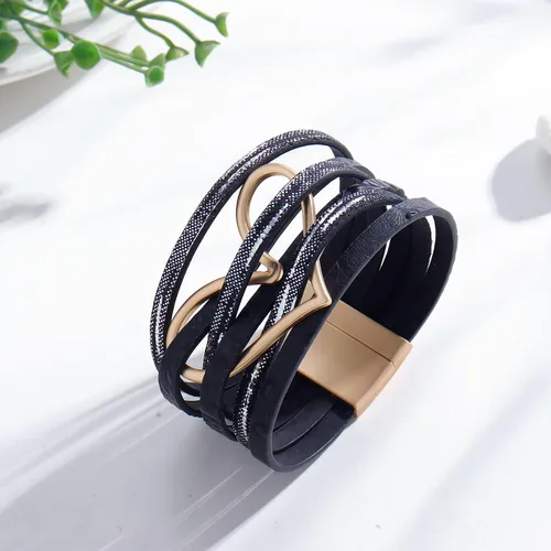 Vista 4 de Long tiantian Pulseras de cuero boho para mujer, regalos de moda para adolescentes, niñas, cosas de moda, multicapa de amor, corazón, de cuero
