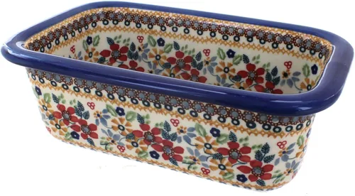 Vista 6 de Blue Rose Polish Pottery – Panadero de pan azul violeta – 10 x 6.25 pulgadas – Plato de cerámica para hornear y servir panes