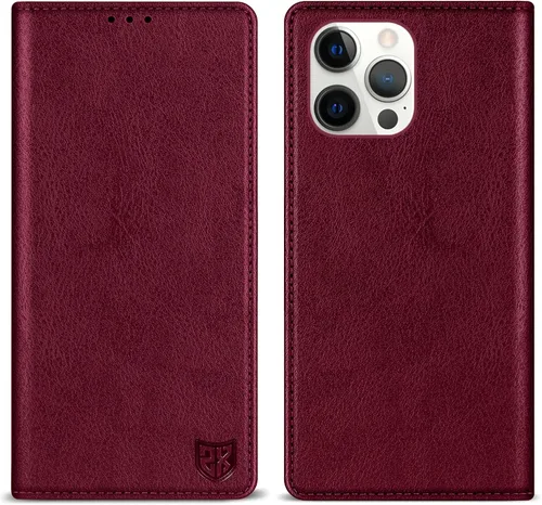 Vista 18 de ZZXX Funda tipo cartera para iPhone 13 con bloqueo RFID, soporte de ranura para tarjetas, funda protectora de cuero magnético fuerte plegable