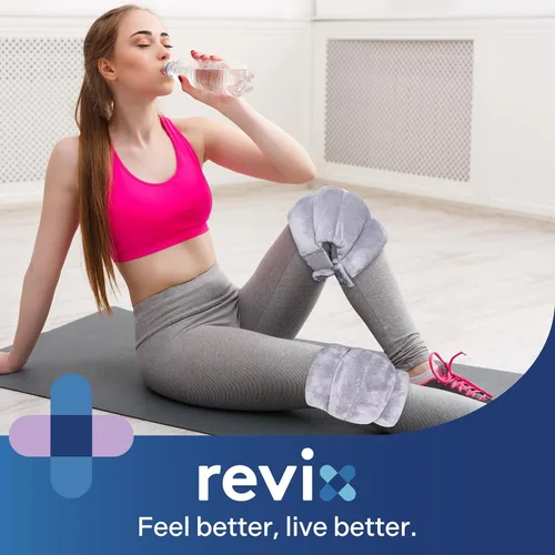 Vista 8 de REVIX Almohadilla térmica para microondas para soporte de rodilla, rodillera calentada con calor húmedo para rigidez, codo y articulación, compresa