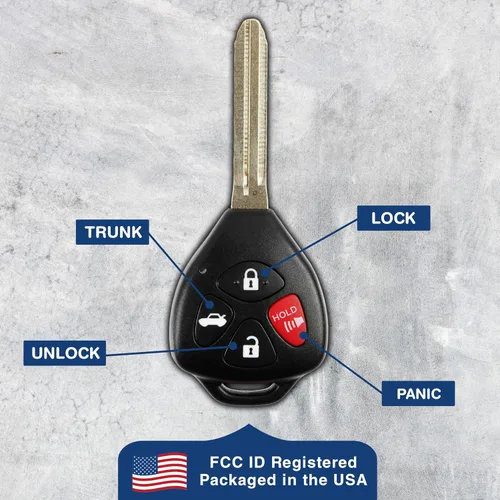 Vista 6 de Llave de repuesto para automóvil con mando a distancia, paquete de 2, de KeylessOption, Negro