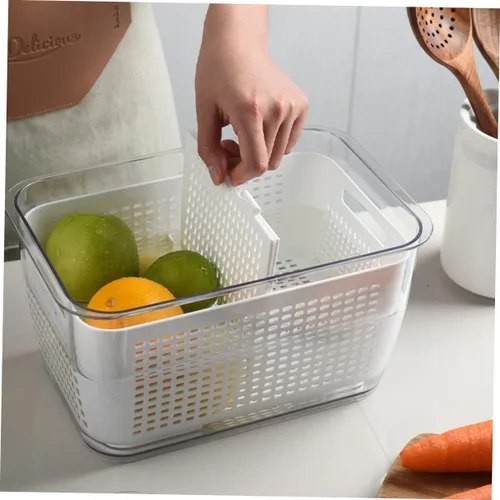 Vista 9 de Cabilock Recipientes de pasta de 1. Colador de cocina de 7 litros, doble capa, cesta de drenaje de verduras, de plástico, para lavar frutas