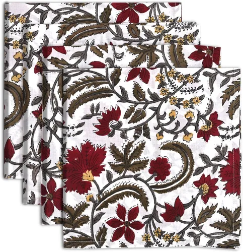 Vista 18 de Ridhi - Servilletas de 100 % algodón con estampado de espárragos verdes de 18 x 18 pulgadas (juego de 4) servilletas de cocina reutilizables
