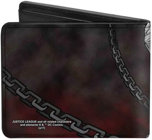 Vista 2 de Cartera con hebilla de PU Bifold Lobo Action Pose Justice League Forever Evil Issue 232 cubierta Pose grisesrojos