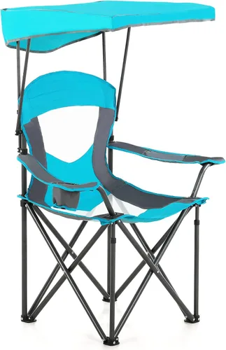 Vista 17 de ALPHA CAMP Silla de camping de gran tamaño con toldo de sombra, sillas de césped plegables