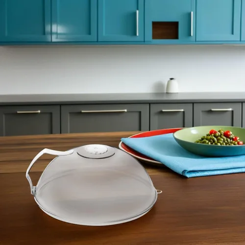 Vista 4 de Cubierta de salpicaduras para microondas con cúpula – Tapa de cubierta de alimentos – Protector transparente antisalpicaduras con asa Protector