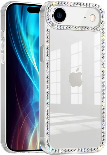 Vista 9 de Funda para iPhone 15, diseño de diamantes de imitación con purpurina, bonita para niñas y mujeres, con purpurina brillante y gemas de diseño