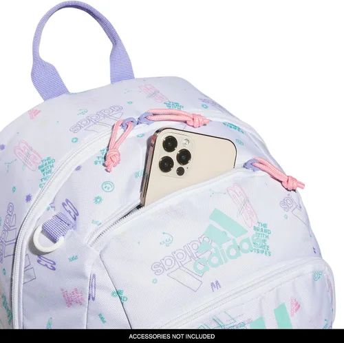 Vista 4 de adidas Mochila Young BTS Creator 2, Icon Brand Love BlancoFlash Aqua AzulPúrpura Claro, Mochila Creator 2