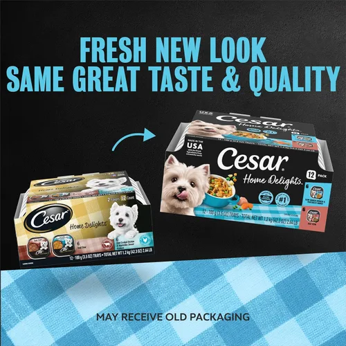 Vista 2 de Cesar Home Delights - Alimento húmedo para perros, pollo y carne de res, 3.5 onzas, 12 unidades, paquete de 2