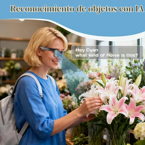 Vista 8 de Gafas inteligentes AI con cámara, video HD de 8 MP y captura de fotos