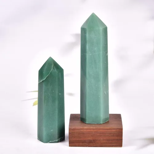 Vista 5 de AMOYSTONE 1 varita de aventurina verde, columna hexagonal de cristal curativo natural, 6 torres de cristal facetadas, reiki yoga, 0.6-1.1 libras