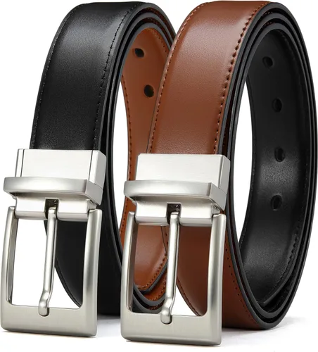 Vista 12 de CHAOREN Cinturón reversible para hombre, 1 pieza, cinturón de vestir de Negro/Marrón