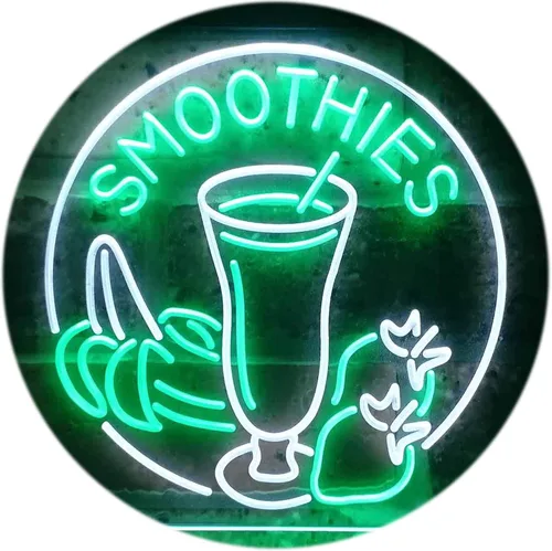 Vista 19 de ADVPRO Smoothies Fruit Drink Shop Señal de neón LED de doble color azul y rojo 24 "x 16" st6s64-i3343-br