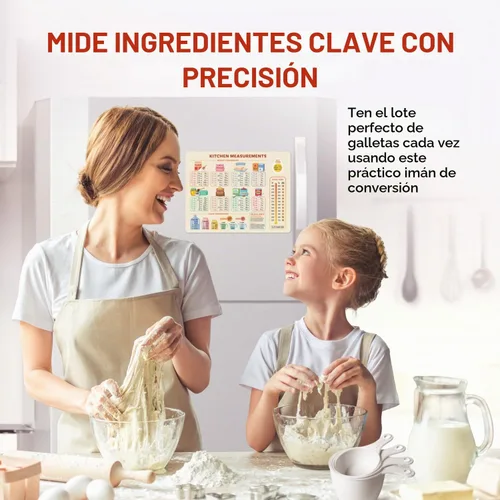 Vista 2 de Imán de tabla de conversión de cocina vintage - Guía de medición