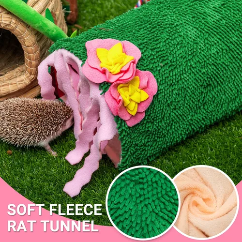 Vista 4 de Escondite de conejillo de indias, cama de felpa suave con cactus para mascotas y casa de túnel Verde