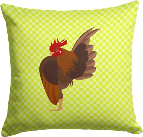 Vista 131 de Caroline's Treasures BB8163PW1414 Beltsville - Almohada decorativa de tela a cuadros pequeños, color blanco, pavo y gallina azul, lavable a máquina