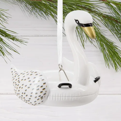 Vista 5 de Hallmark Flotador de piscina de cisne, adorno navideño