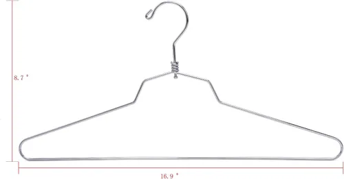 Vista 5 de Perchas de metal de calidad, gancho giratorio, acero inoxidable, resistente, ropa de alambre, 10 estándar, 17 pulgadas