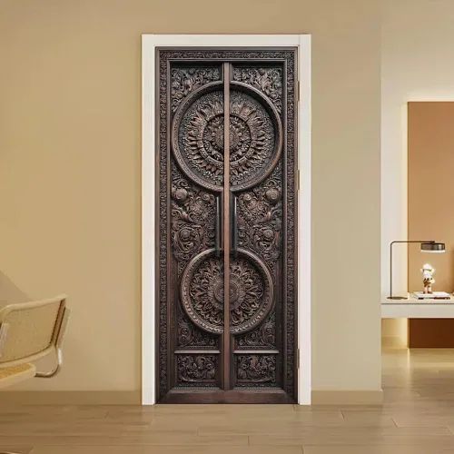 Vista 20 de arricraft 2 piezas de pegatinas adhesivas para puerta, 31.5"x78.7" adhesivos de pared 3D con patrón de cascadas de cuevas, vinilo para puertas