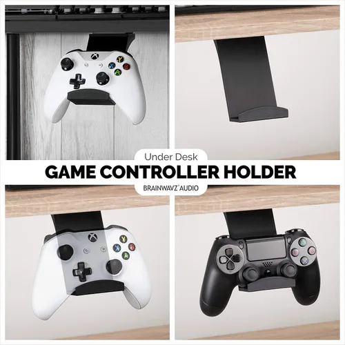 Vista 2 de BRAINWAVZ Gamepad Under The Desk Mount Holder Hanger for XBOX One, Switch, PS4, PC, Steam, Steelseries & Most Game Controllers, No screws, VHB Tape