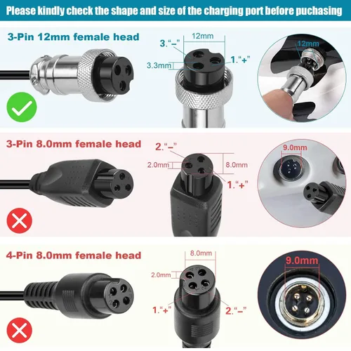 Vista 2 de TREE.NB Cargador de batería eléctrico de 24 V 2A para Mini Chopper Sunl City Express Razor CC2420 E100 E125 E150 E175 E200 E225S E300 E325S E500