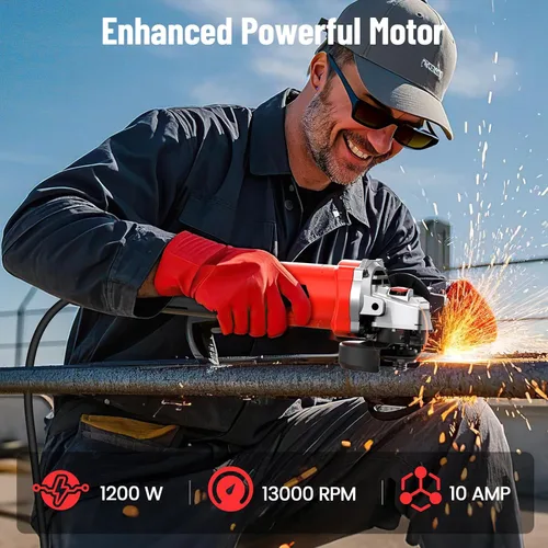 Vista 9 de Amoladora angular Avhrit de 4-1/2 pulgadas de 10 amperios, herramientas de amoladora angular de potencia con 13000 RPM, 1200W, amoladora angular