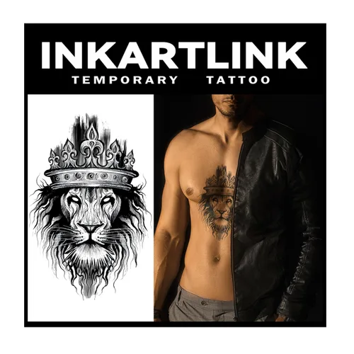 Vista 14 de INKARTLINK Tattoo Tech, 2 hojas de tatuaje semipermanente mediano, tatuajes temporales de diseño artístico para adultos, dura 1-2 semanas