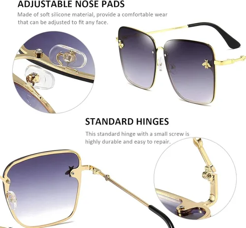 Vista 4 de Dollger Gafas de sol cuadradas de gran tamaño para mujer lentes de sol grandes lentes de sol grandes protección UV 400 Gradiente