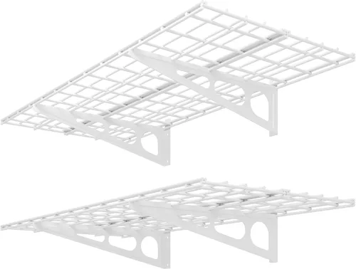 Vista 20 de FLEXIMOUNTS Paquete de 2 Estante de Pared de Garaje de 1x4 pies 12 pulgadas por 48 pulgadas Rack de Almacenamiento de Garaje Estantes Flotantes Negro