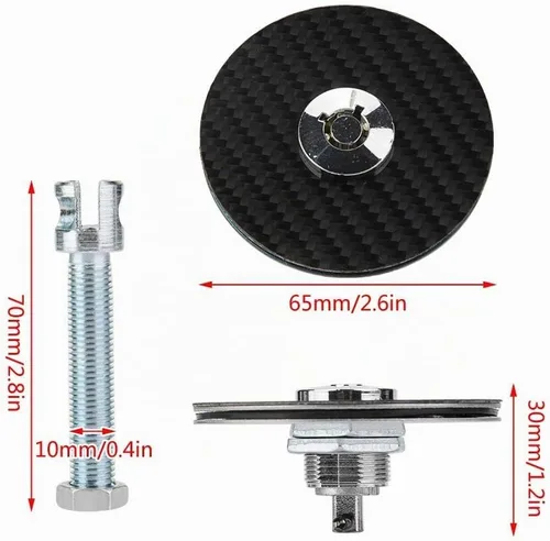 Vista 4 de Kit de pasador de capó para coche, universal, fibra de carbono, estilo de motor, cubierta de capó, bloqueo de llave, kit de liberación rápida