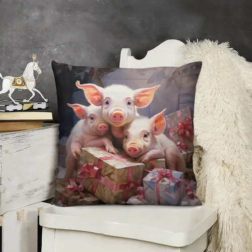 Vista 9 de Almohadas decorativas para cama, diseño de perro de Papá Noel con luces de Navidad, fundas de almohada para sofá para amantes de los perros, funda