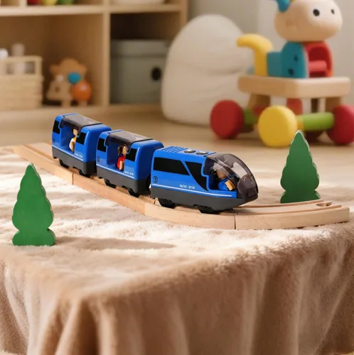 Vista 8 de TOPLIVING Tren motorizado para pista de madera, tren eléctrico con conexión magnética, trenes locomotoras a pilas para niños pequeños, compatible