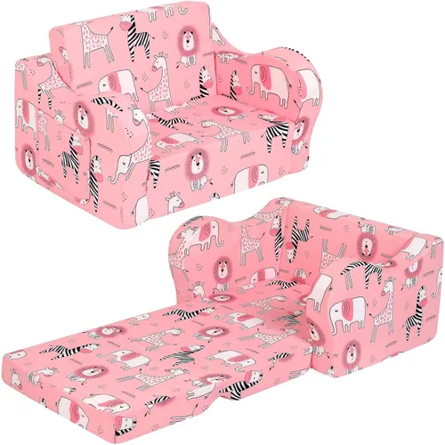 Vista 11 de MOMCAYWEX Sofá para niños, sofá de espuma abatible 2 en 1, silla plegable suave para juegos, azul