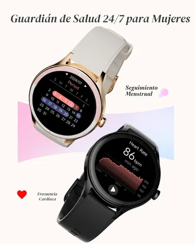 Vista 6 de TOOBUR Reloj inteligente para mujer, reloj inteligente HD de 1.575 pulgadas, compatible con Android e iOS, responder/hacer llamadas, reloj de Beige